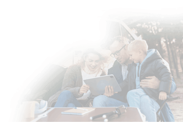 Family enjoying RV trip